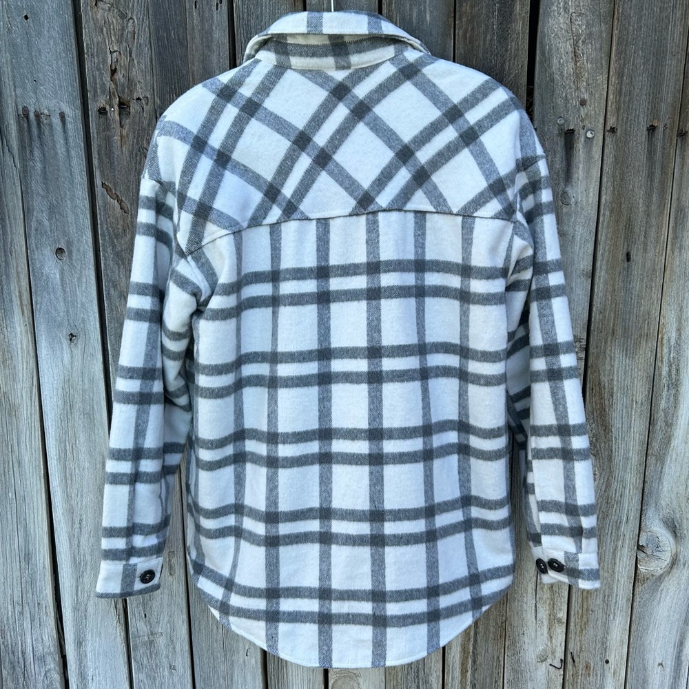 NWT Thread & Supply Plaid Shirt Jacket Grey White XS - Picture 9 of 16